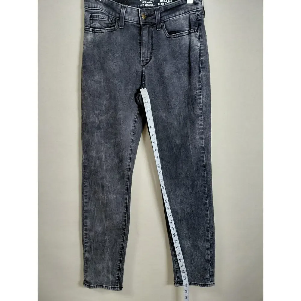 Levi's Mid-Rise Slim Cuffed Cotton Blend Gray Stretch Jeans Women Size 6